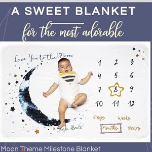 Luka&Lily Moon Theme Milestone Blanket- 60"x40"